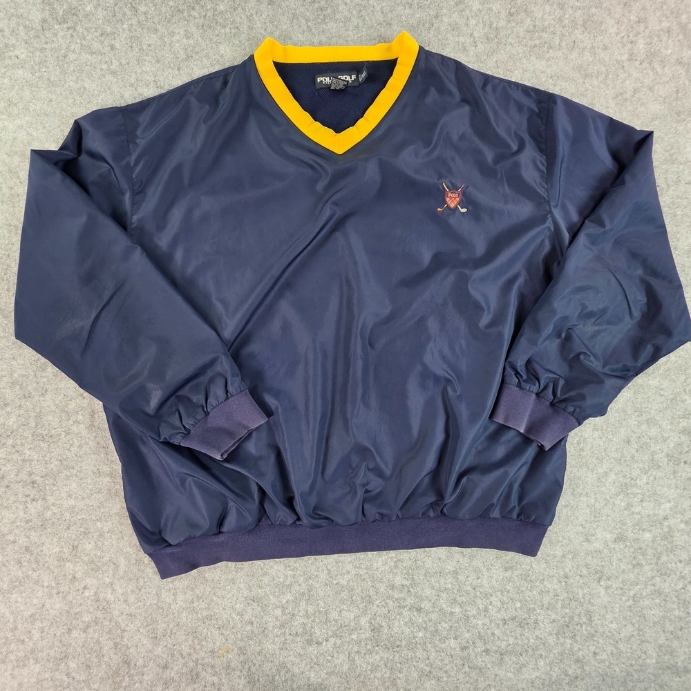Vintage POLO GOLF Windbreaker Pullover Men's Sz XXL Blue Ralph Lauren Crest - Picture 2 of 7